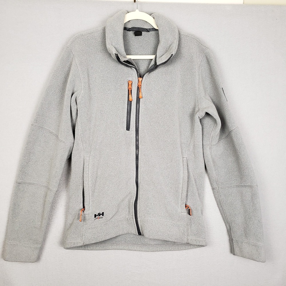 Helly Hansen Size M Full Zip Fleece Workwear Jacket Light Gray‎ Gorpcore Outdoor